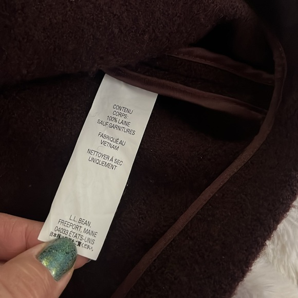 Dark plum wool jacket L button front Laine coat unlined redish purple L.L. Bean - Picture 5 of 6